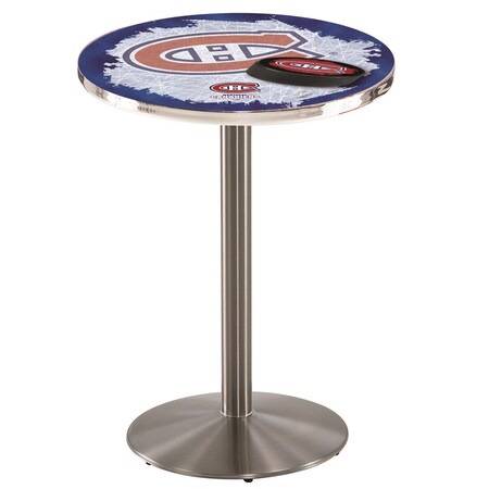 Holland Bar Stool Co 42" Stainless Steel Montreal Canadiens Pub Table, 36" dia. Top L214S4236MonCan-D2